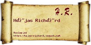 Héjas Richárd névjegykártya